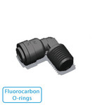 Mur-lok® Fittings - Fixed NPTF 90° Elbows - Black - Fluorocarbon O-rings